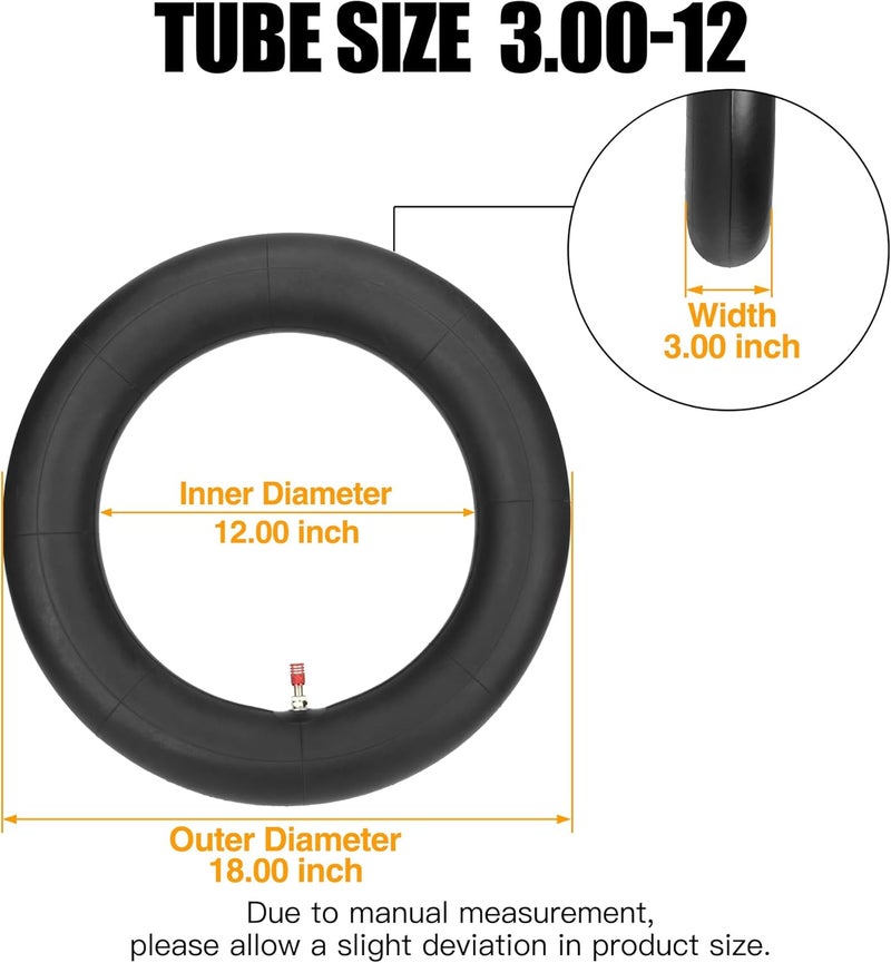 FVRITO 2.75 3.00-12 3.00X12 80/100-12 Inner Tube for XR CRF 50 70 KLX 110 KX60 DRZ110 DS80 JR80 RM50 RM60 TTR90 110E PW80 90-125cc Off Road Motocross Pit Dirt Bike 2 Pack - Image 4